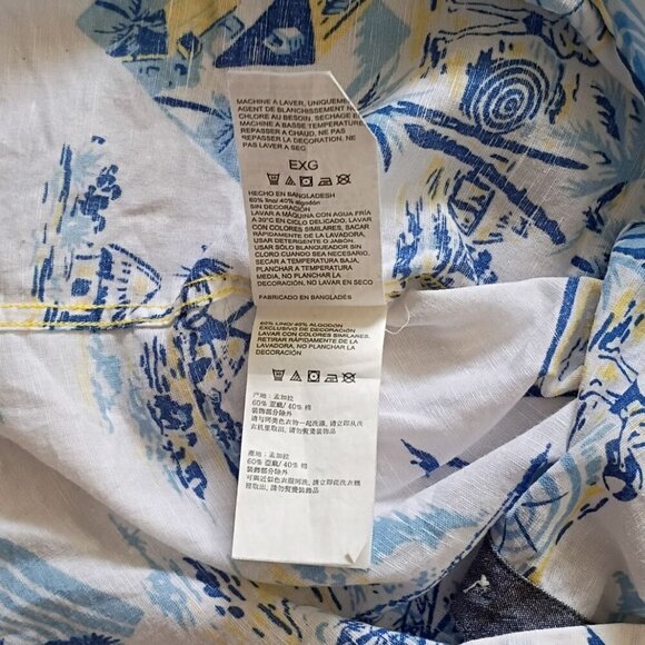 Nautica Men's XL Tropical Shirt Linen Blend Button Front Short Sleeve - Picture 8 of 8